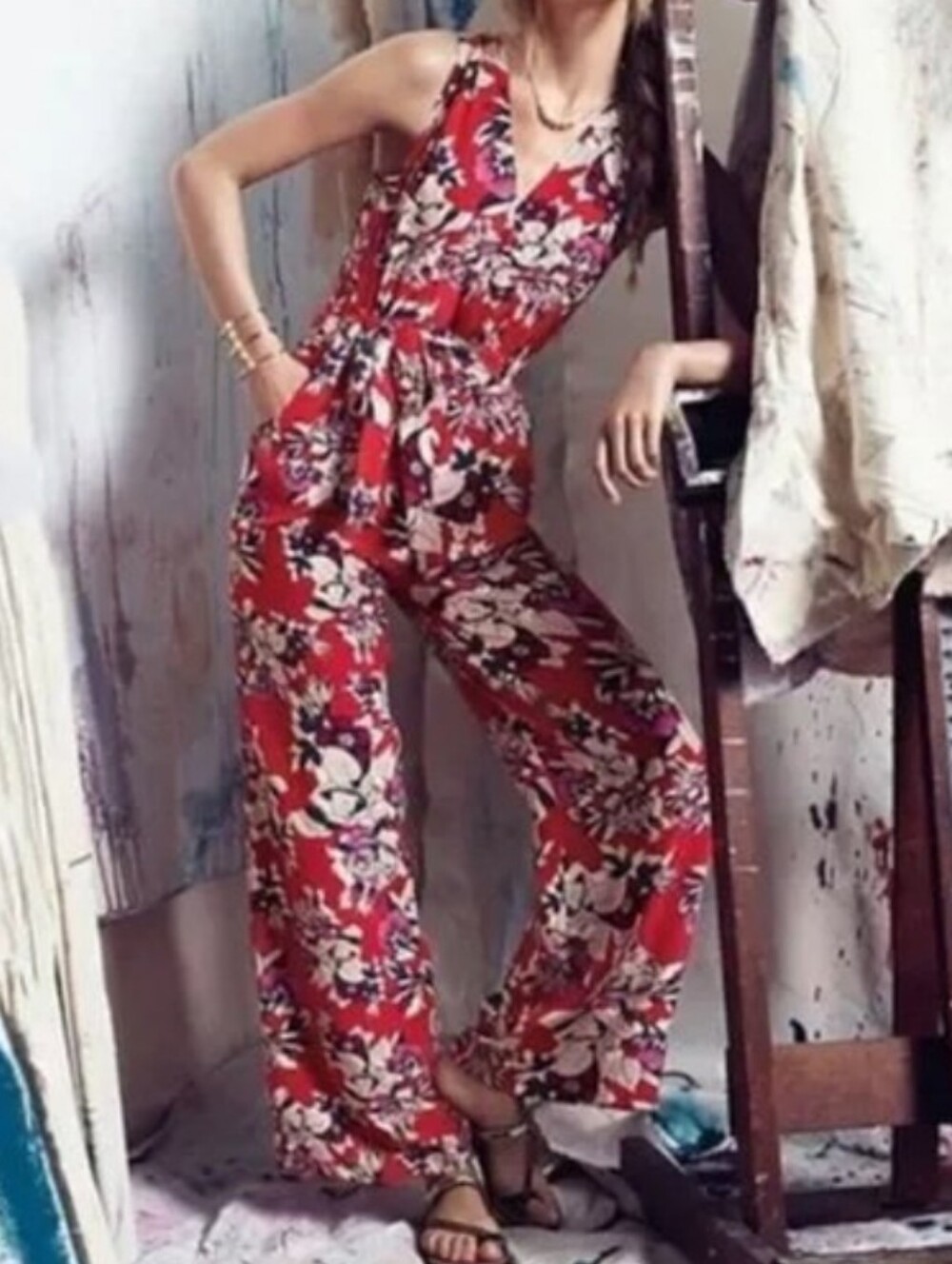 Yumi Kim From Anthropologie Daffney Floral Silk Jumpsuit